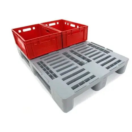 UTZ H1 Hygiene Pallet 1200x800x160mm met kratrand, grijs, nieuw UTZ H1 Hygiene Pallet 1200x800x160mm met kratrand, grijs, nieuw
