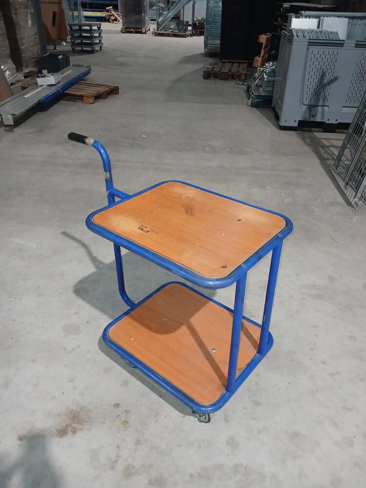 Emtrade Rolwagen met 2 houten plateaus, 60 × 50 × H72 cm, Gebruikt Emtrade Rolwagen met 2 houten plateaus, 60 × 50 × H72 cm, Gebruikt