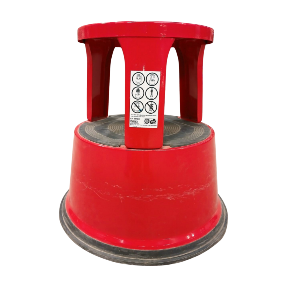 DESQ DESQ Roll-a-Step Opstapkruk, Hoogte 42,6 cm,  Rood, Metaal, Gebruikt