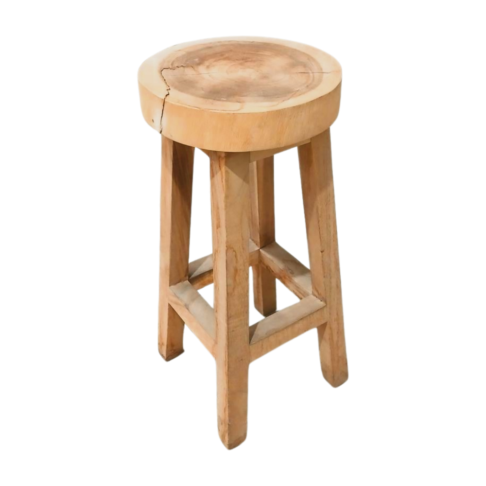 Emtrade Houten Kruk Zitvlak Ø35 cm, 35x33x77 cm, Natuurlijke Uitstraling, Gebruikt