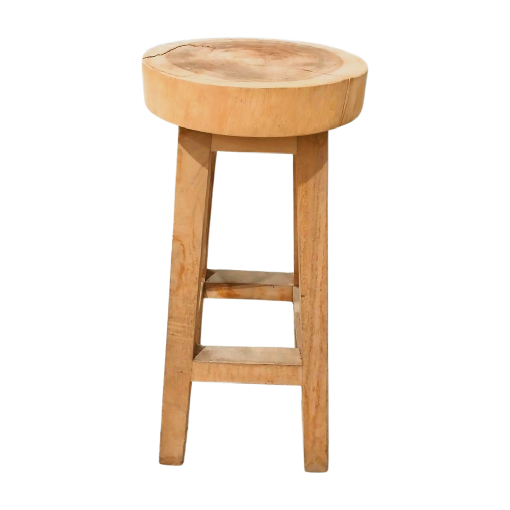 Emtrade Houten Kruk Zitvlak Ø35 cm, 35x33x77 cm, Natuurlijke Uitstraling, Gebruikt