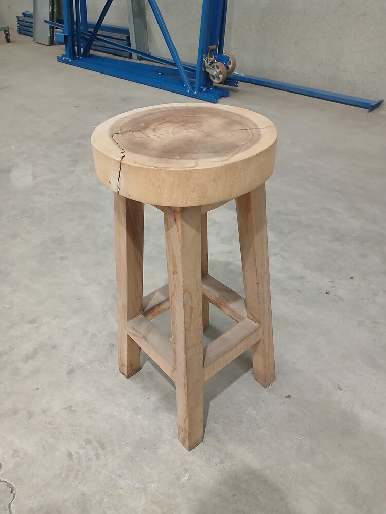 Emtrade Houten Kruk Zitvlak Ø35 cm, 35x33x77 cm, Natuurlijke Uitstraling, Gebruikt