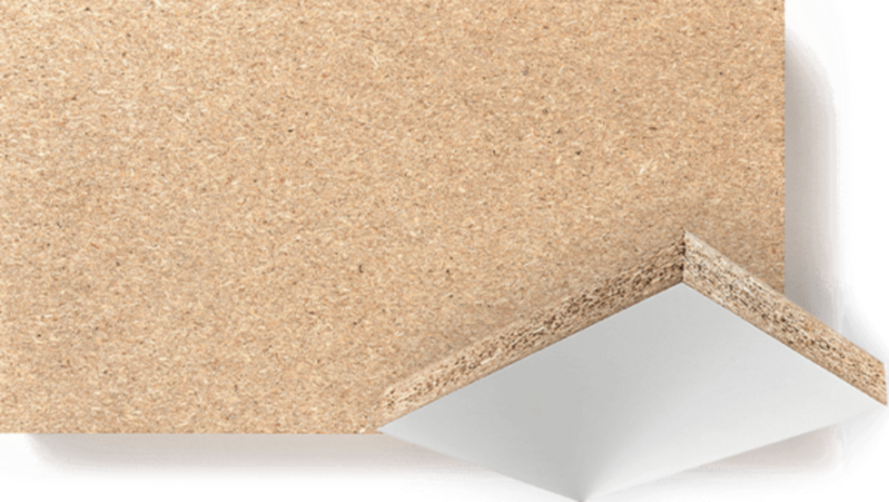 Emtrade Vloerplaat spaanplaat 5000 x 1020 x 38 mm, onderzijde wit, bovenzijde naturel, gebruikt