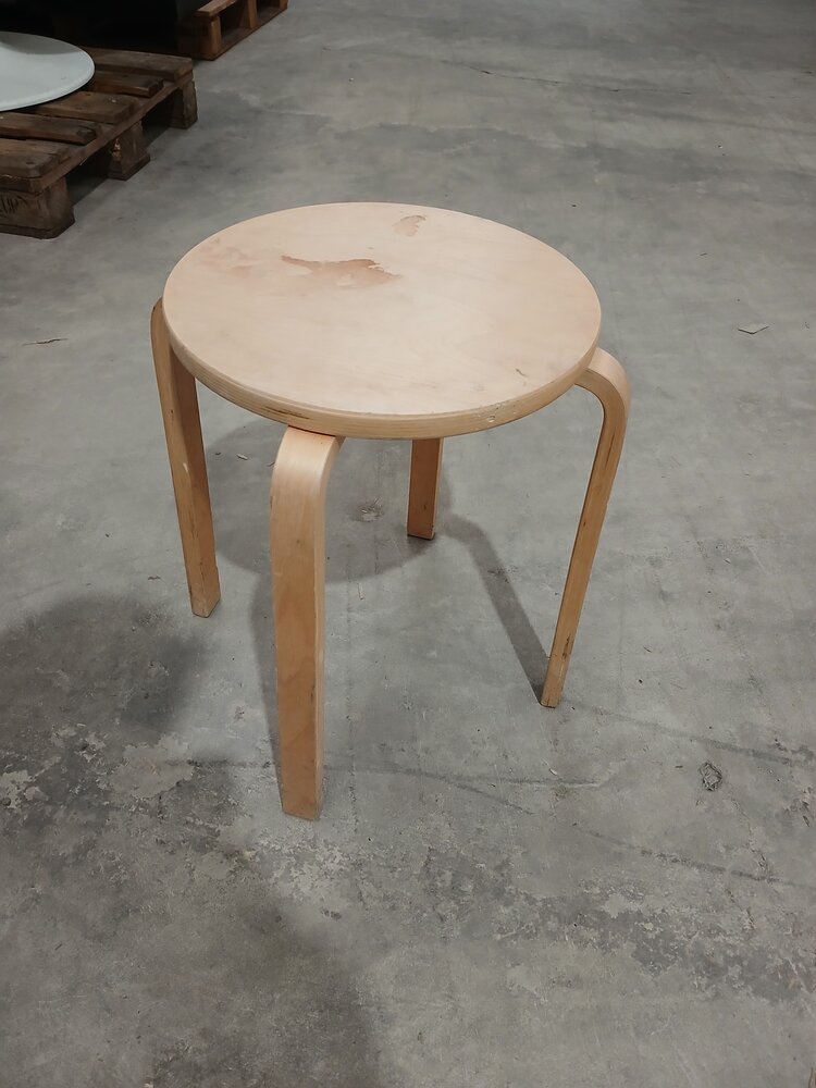 Emtrade Houten Kruk - Frosta -  Berkenmultiplex – Rond 35cm - Gebruikt