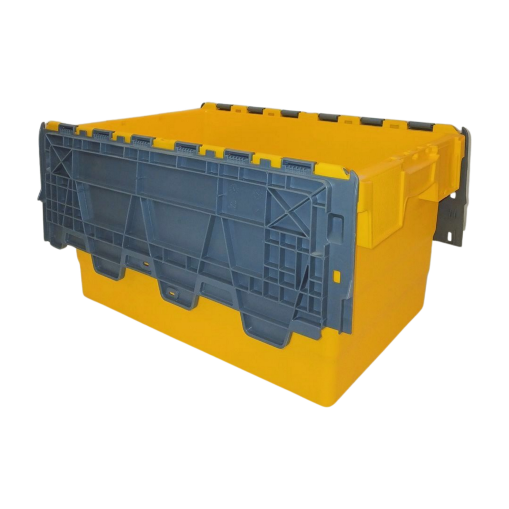 Emtrade Distributiebak 600x400x320mm, Geel met grijze deksel, Nieuw