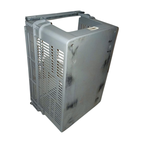 Curtec Magazijnbak met Grijpopening, 600x400x300mm, Nestbaar, Geperforeerde Zijwanden, PE, Grijs, Gebruikt