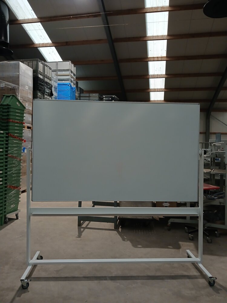 Emtrade Verrijdbaar Magnetisch Whiteboard / Schoolbord 200x120cm - Dubbelzijdig, Wit, Gebruikt