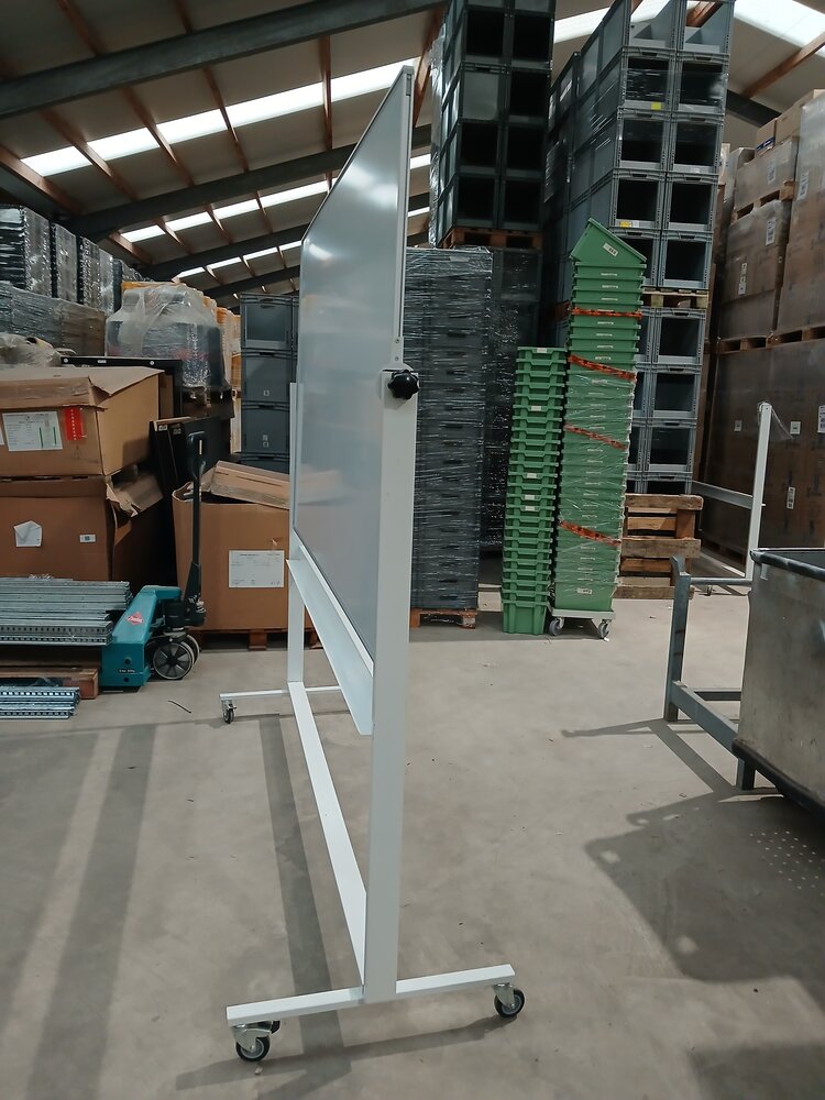 Emtrade Verrijdbaar Magnetisch Whiteboard / Schoolbord 200x120cm - Dubbelzijdig, Wit, Gebruikt