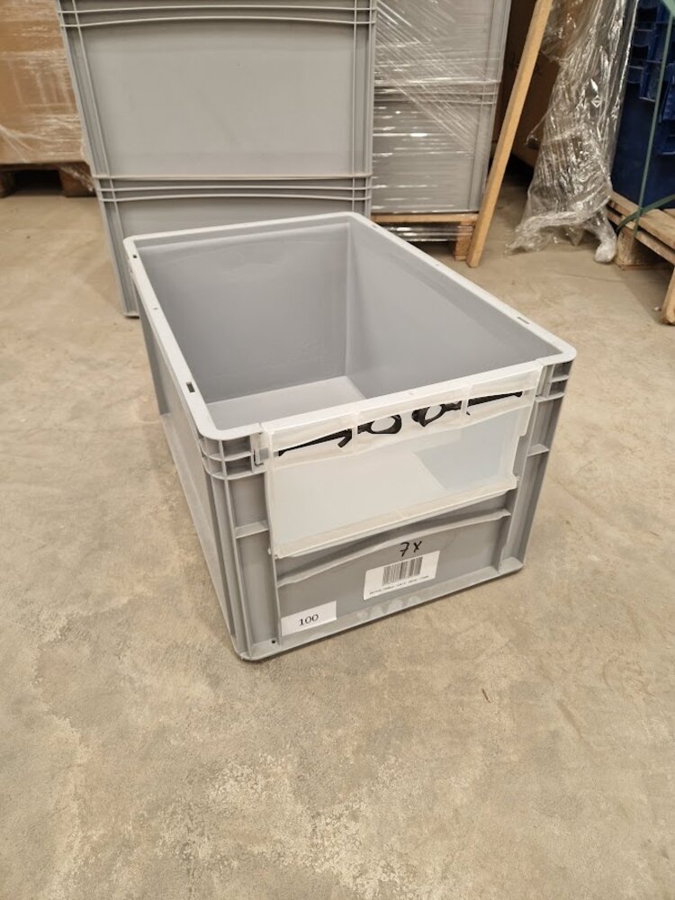 Emtrade Magazijnbak, 600x400x320 mm, euronorm, grijs kunststof, gebruikt