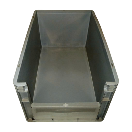 Emtrade Magazijnbak, 600x400x320 mm, euronorm, grijs kunststof, gebruikt