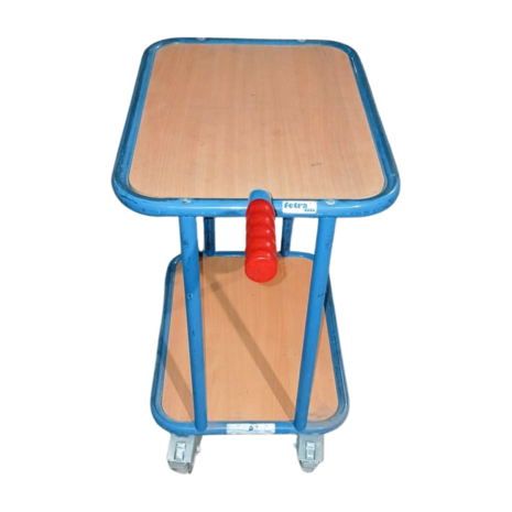 Fetra Fetra Rolwagen met 2 houten plateaus, 60 × 50 × H72 cm, Gebruikt