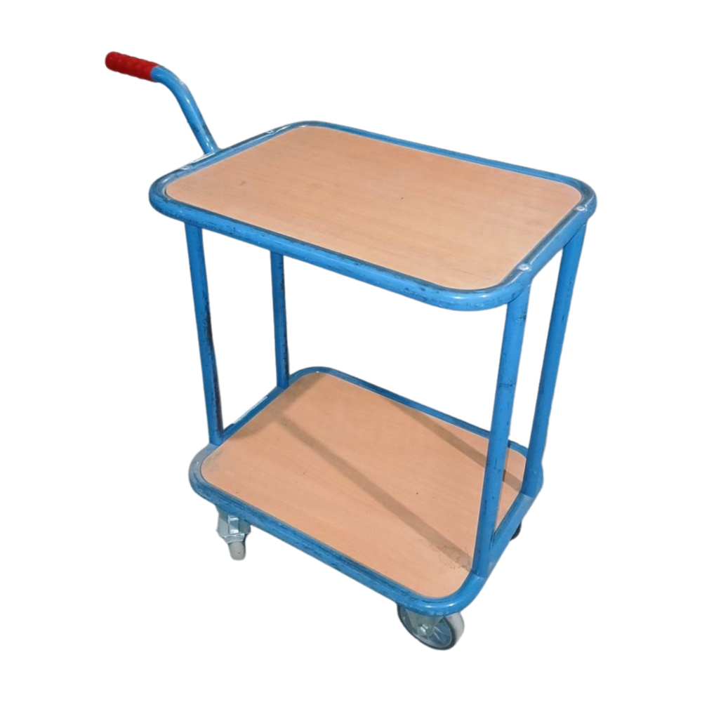 Fetra Fetra Rolwagen met 2 houten plateaus, 60 × 50 × H72 cm, Gebruikt