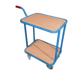 Fetra Fetra Rolwagen met 2 houten plateaus, 60 × 50 × H72 cm, Gebruikt