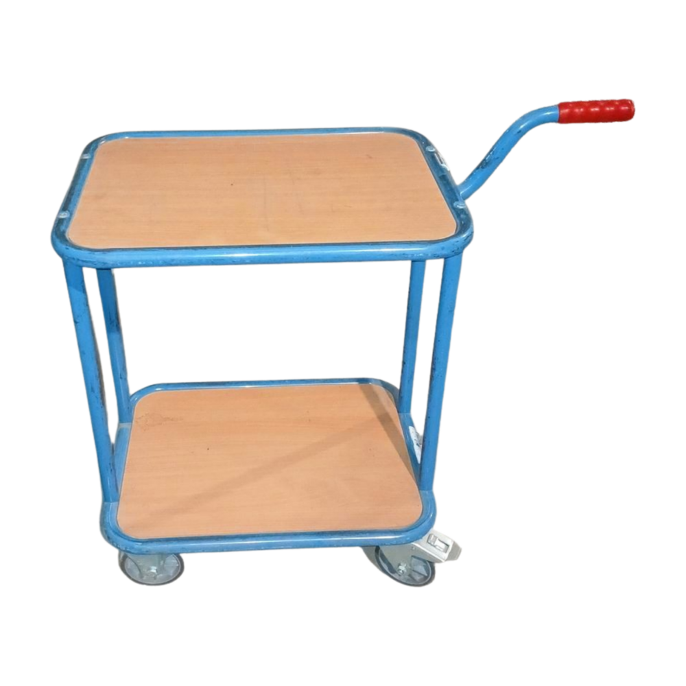 Fetra Fetra Rolwagen met 2 houten plateaus, 60 × 50 × H72 cm, Gebruikt
