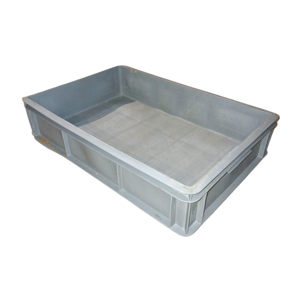 Emtrade Magazijnbak 600x400x130 mm, kunststof bak, PE 02, grijs, gebruikt