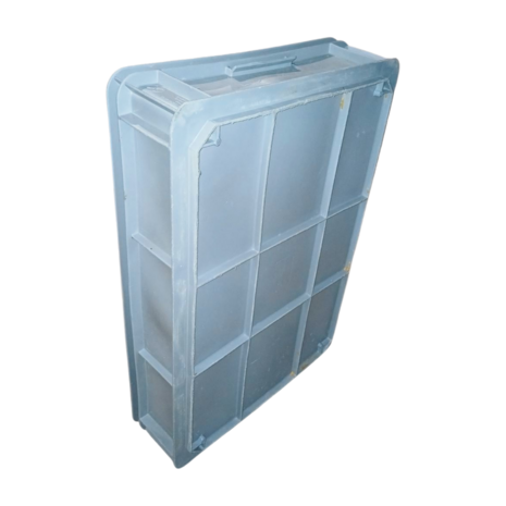 Emtrade Magazijnbak 600x400x130 mm, kunststof bak, PE 02, grijs, gebruikt