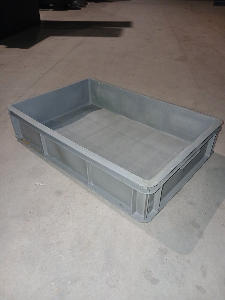 Emtrade Magazijnbak 600x400x130 mm, kunststof bak, PE 02, grijs, gebruikt