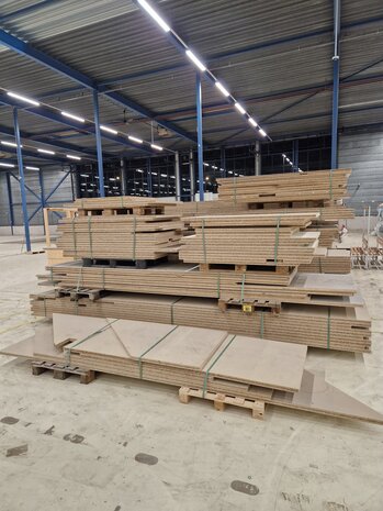 Emtrade Vloerplaat spaanplaat 5000 x 1020 x 38 mm, onderzijde wit, bovenzijde naturel, gebruikt