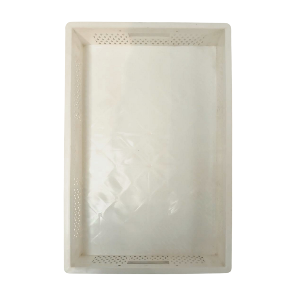 Emtrade Stapelkrat, 600x400x100 mm, geperforeerde wanden, dichte bodem, PP, wit Emtrade Stapelkrat, 600x400x100 mm, geperforeerde wanden, dichte bodem, PP, wit