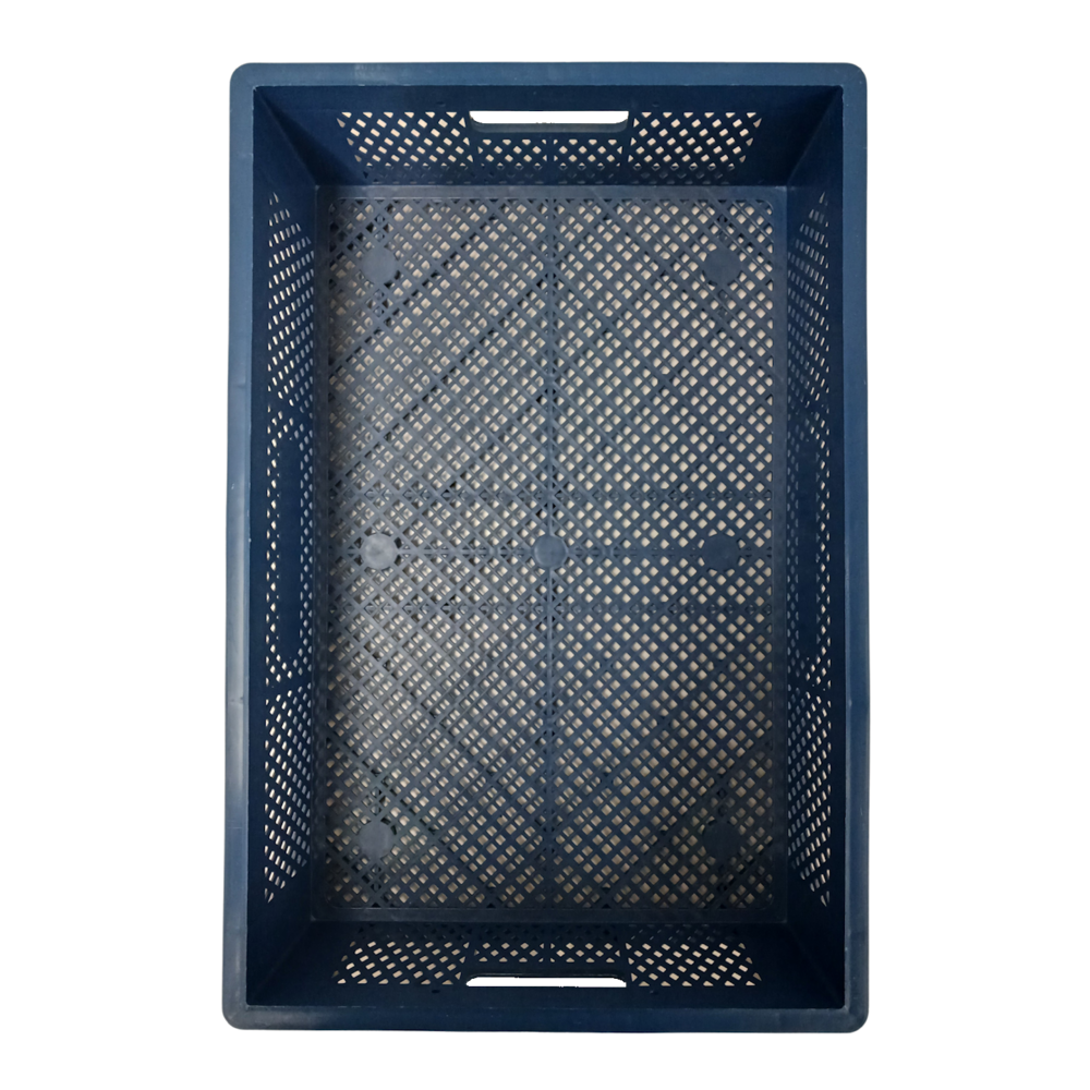 Emtrade Stapelkrat, 600x400x150 mm, geperforeerde wanden en bodem, HDPE/PP, blauw