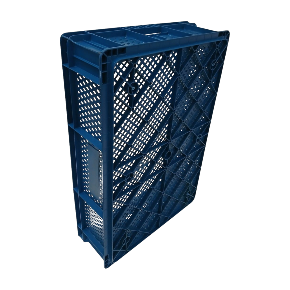 Emtrade Stapelkrat, 600x400x150 mm, geperforeerde wanden en bodem, HDPE/PP, blauw