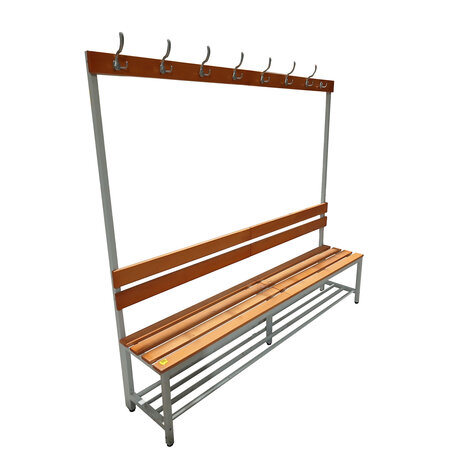 Emtrade Kleedkamerbank met kapstok, 200 cm breed, hout en staal, gebruikt