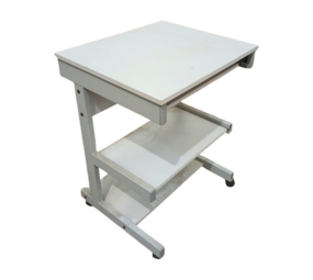 Emtrade Uitschuifbare verrijdbare tafel, 3 verdiepingen, grijs, met zwenkwielen, gebruikt