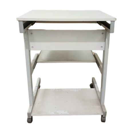 Emtrade Uitschuifbare verrijdbare tafel, 3 verdiepingen, grijs, met zwenkwielen, gebruikt