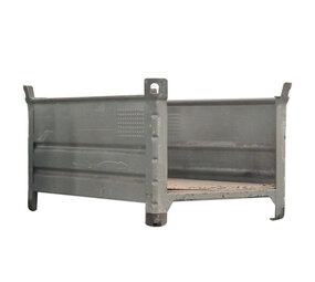 Heson Stalen bak, open korte zijden, 151x74,5x115 cm, grijs, gebruikt