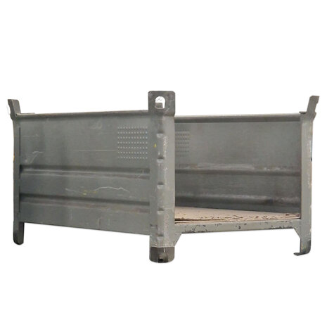 Heson Stalen bak, open korte zijden, 151x74,5x115 cm, grijs, gebruikt