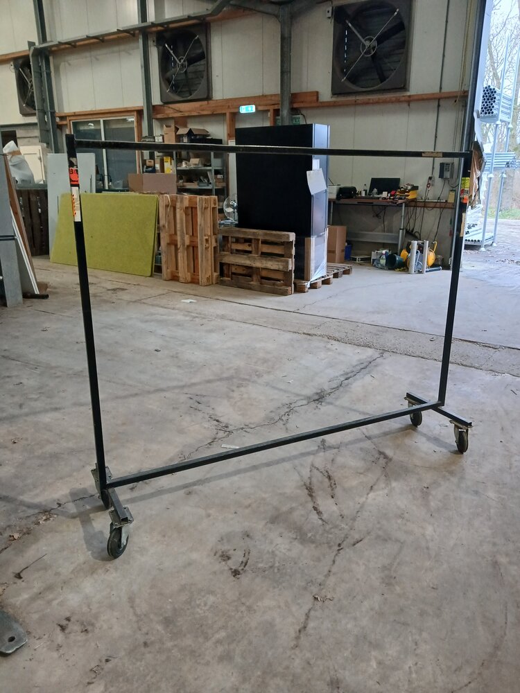 Emtrade Kledingrek op wielen,202x50,5x164cm zwart, gebruikt