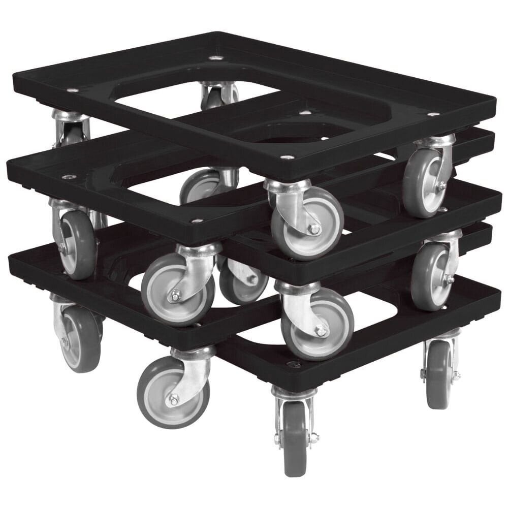 Emtrade (Nieuw) Dolly 60x40x15 zwart met 4 rubberen zwenkwielen, nieuw