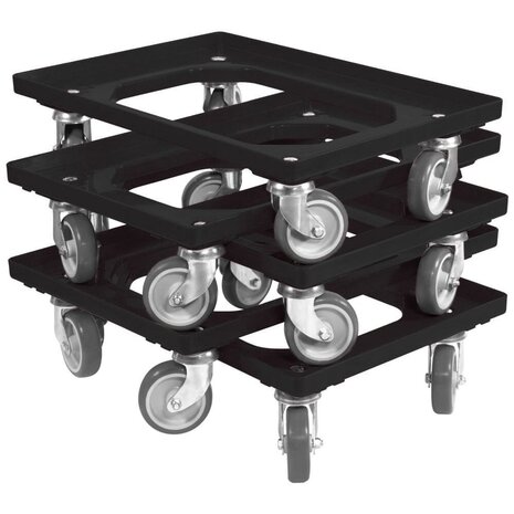Emtrade (Nieuw) Dolly 60x40x15 zwart met 4 rubberen zwenkwielen, nieuw