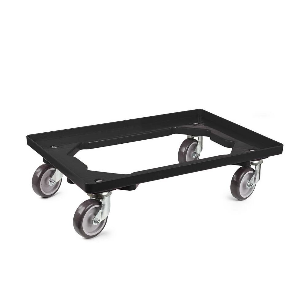 Emtrade Dolly 60x40x15 Zwart met 4 rubberen zwenkwielen, Nieuw