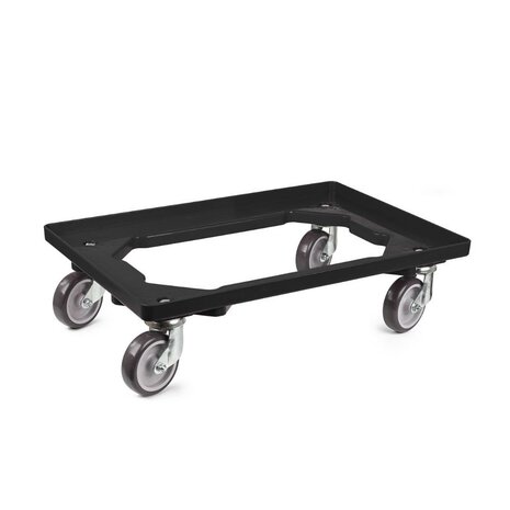 Emtrade (Nieuw) Dolly 60x40x15 zwart met 4 rubberen zwenkwielen, nieuw