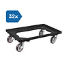 Emtrade Dolly 60x40x15 Zwart met 4 rubberen zwenkwielen, Nieuw
