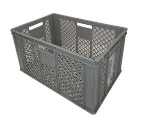 Emtrade Stapelkrat, 600x400x320 mm, euronorm, grijs kunststof, gebruikt