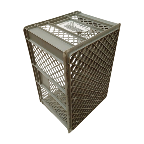 Emtrade Geperforeerde kunststof krat, 600x400x320 mm, grijs, gebruikt