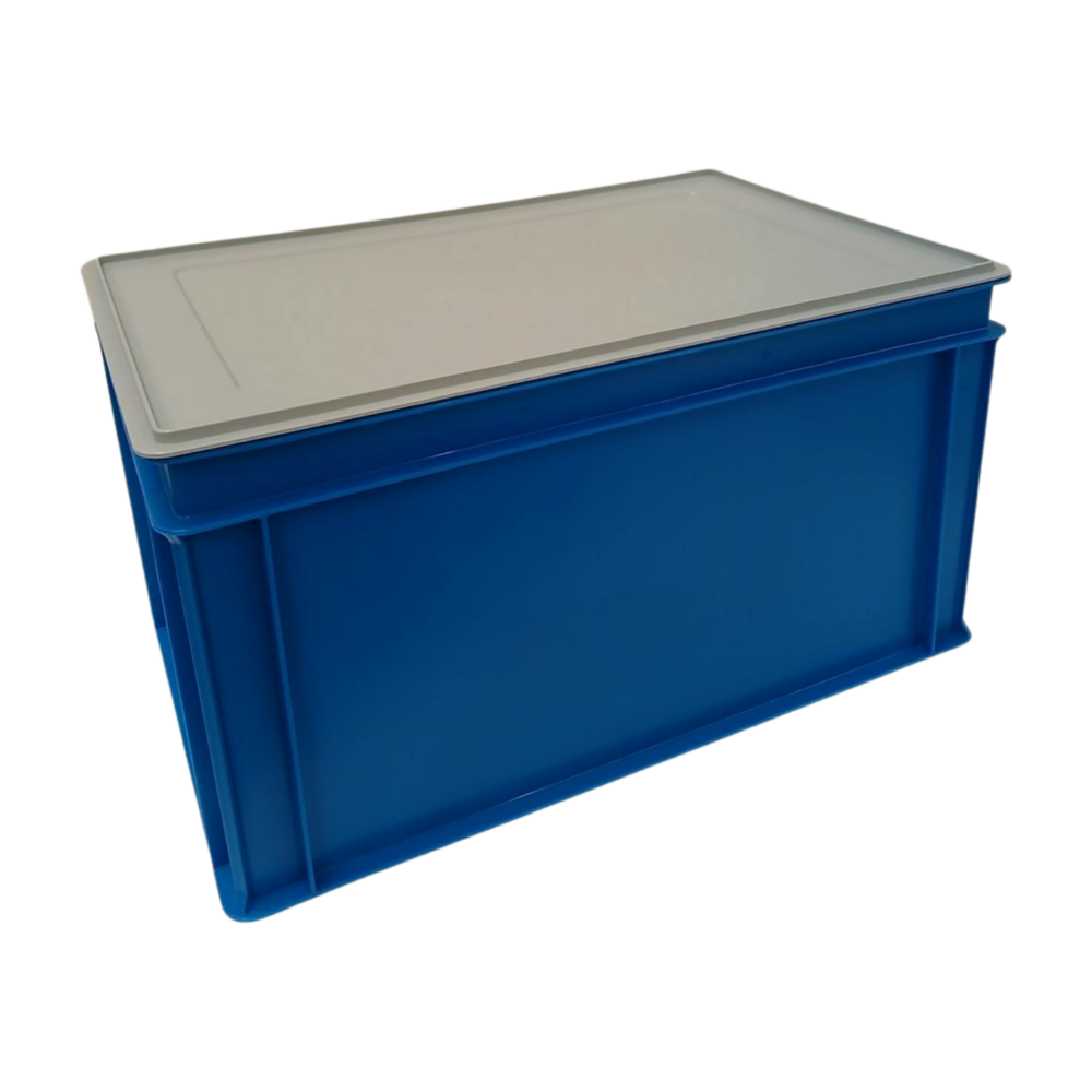 Emtrade Stapelbak 600x400x320mm, blauw, PP, gesloten, nieuw