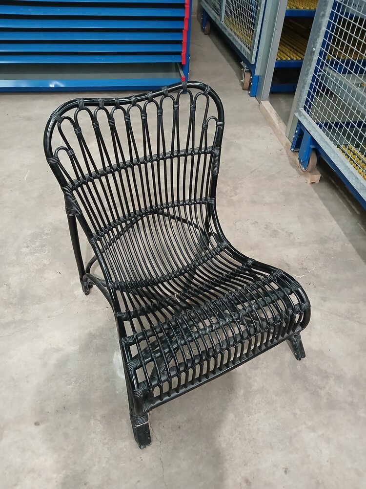 Emtrade Rotan loungestoel, hout riet, zwart, 800x800x880 mm, gebruikt