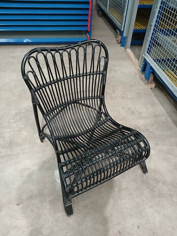 Emtrade Rotan loungestoel, hout riet, zwart, 800x800x880 mm, gebruikt