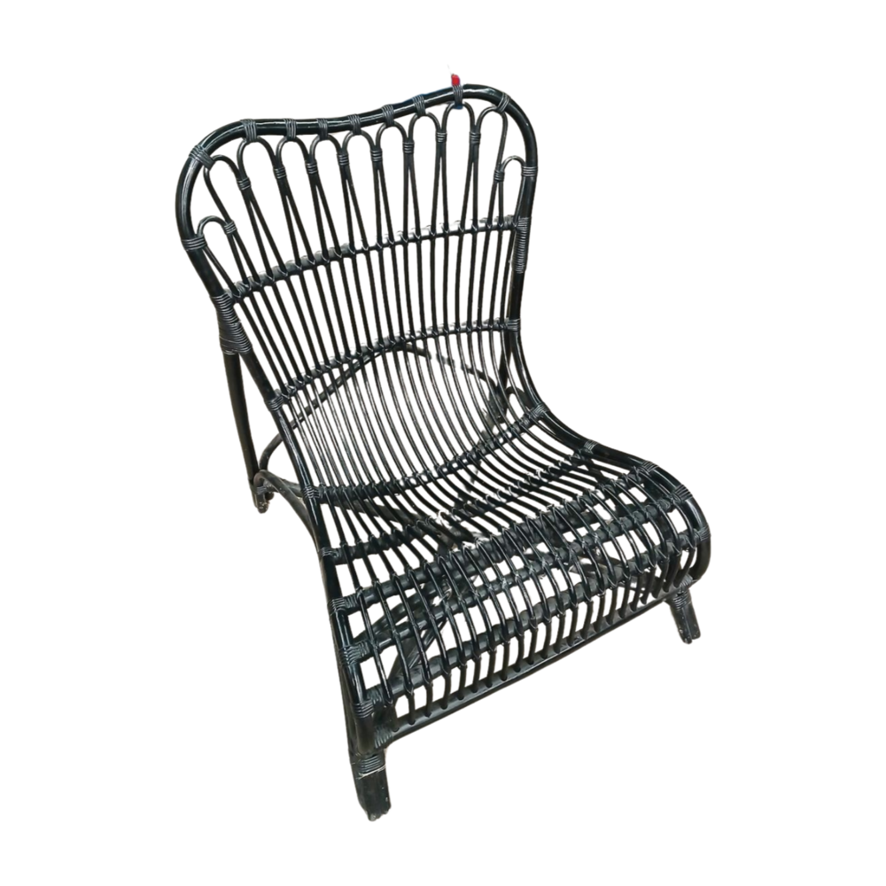 Emtrade Rotan loungestoel, hout riet, zwart, 800x800x880 mm, gebruikt