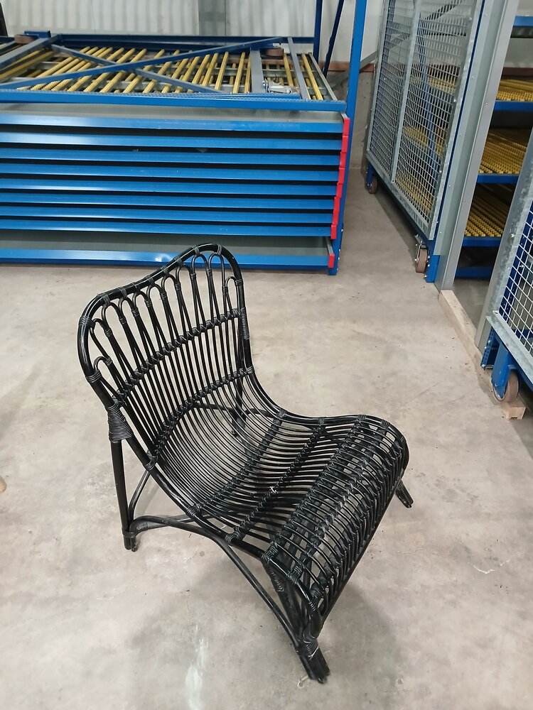 Emtrade Loungestoel hout riet, zwart, 800x800x880 mm, gebruikt