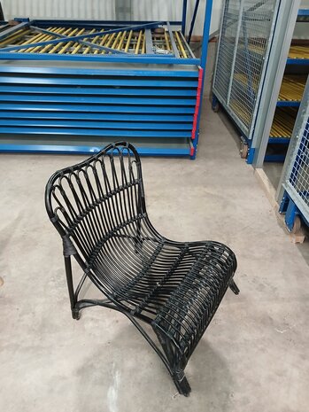 Emtrade Rotan loungestoel, hout riet, zwart, 800x800x880 mm, gebruikt