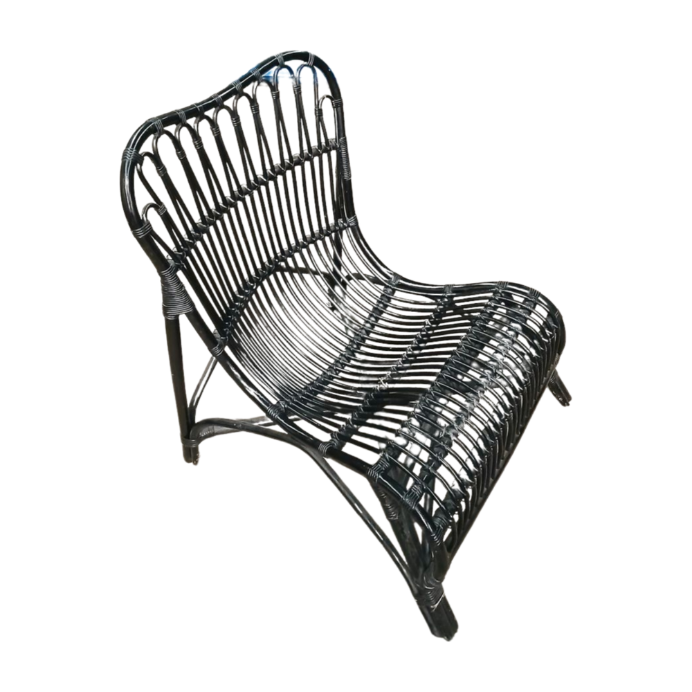 Emtrade Rotan loungestoel, hout riet, zwart, 800x800x880 mm, gebruikt