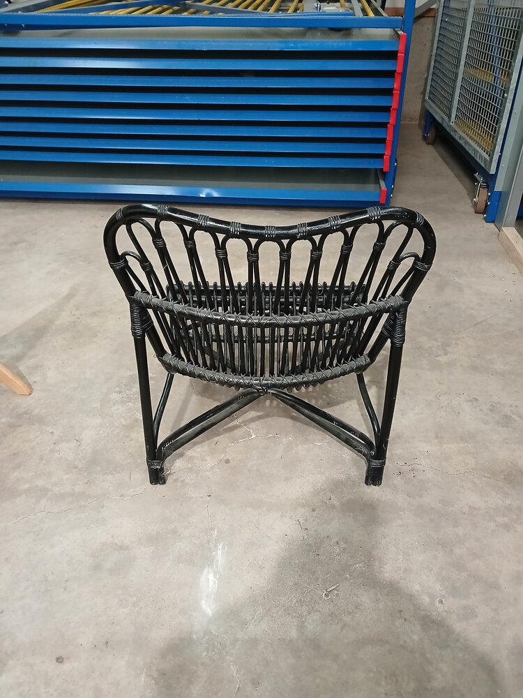 Emtrade Rotan loungestoel, hout riet, zwart, 800x800x880 mm, gebruikt