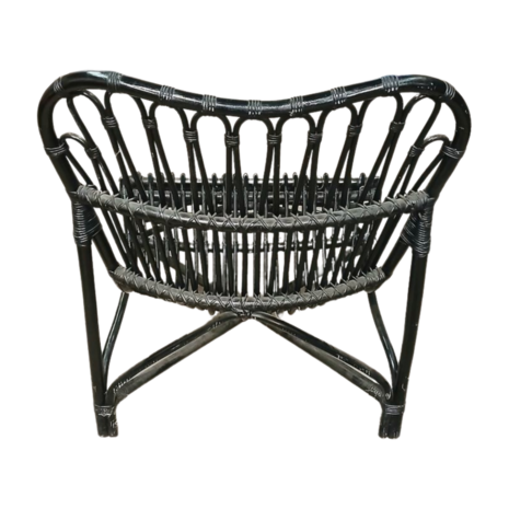 Emtrade Rotan loungestoel, hout riet, zwart, 800x800x880 mm, gebruikt