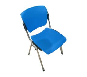 Emtrade Gebruikte stapelbare kunststof stoel – blauw