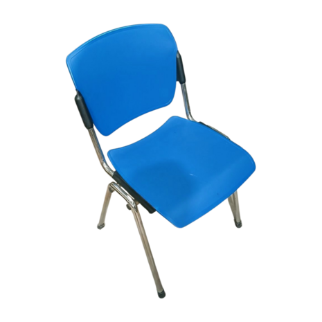 Emtrade Gebruikte stapelbare kunststof stoel – blauw
