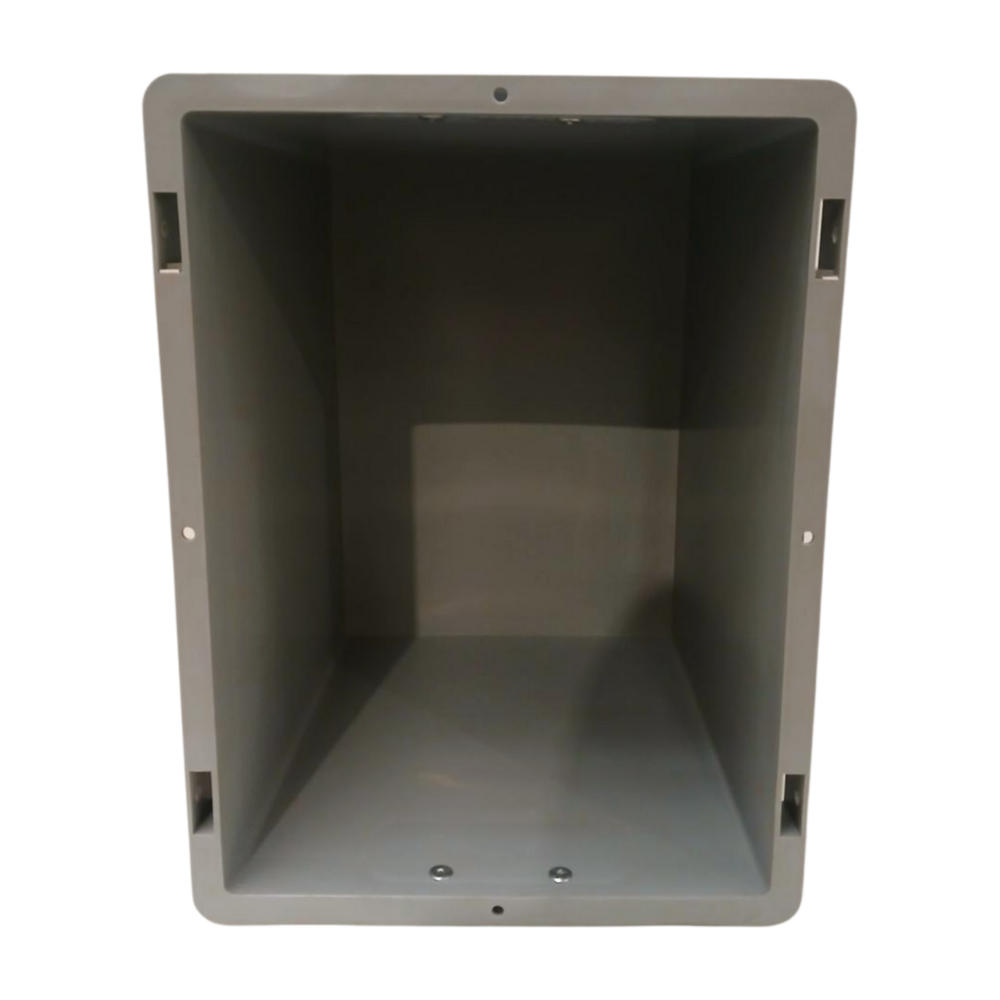 Emtrade Kunststof bak met zwarte handgreep, PP, euronorm, levensmiddelecht, grijs, 400x300x320, nieuw